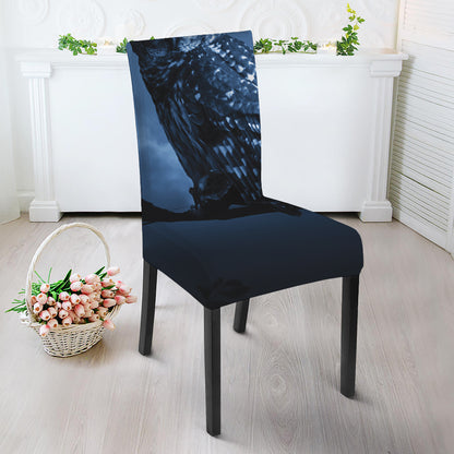 Full Moon Night Owl Print Dining Chair Slipcover