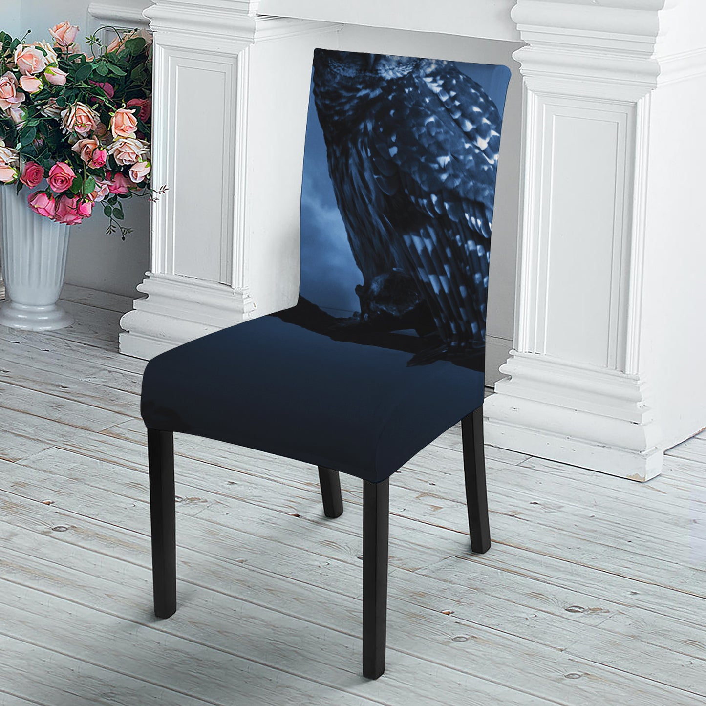 Full Moon Night Owl Print Dining Chair Slipcover