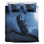 Full Moon Night Owl Print Duvet Cover Bedding Set