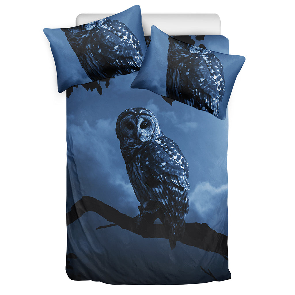 Full Moon Night Owl Print Duvet Cover Bedding Set