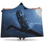 Full Moon Night Owl Print Hooded Blanket