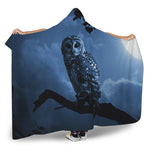 Full Moon Night Owl Print Hooded Blanket