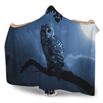 Full Moon Night Owl Print Hooded Blanket