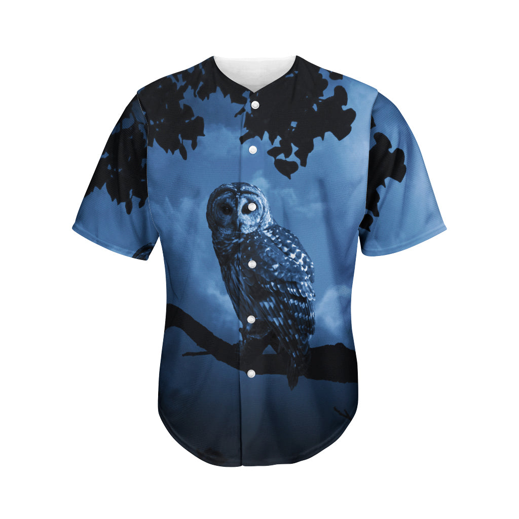 Full Moon Night Owl Print Men's Baseball Jersey