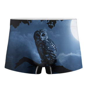 Full Moon Night Owl Print Men's Boxer Briefs