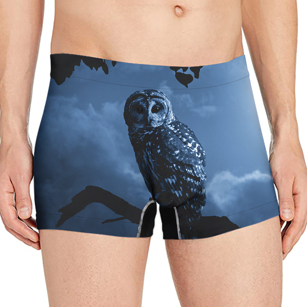 Full Moon Night Owl Print Men's Boxer Briefs