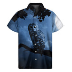 Full Moon Night Owl Print Men's Short Sleeve Shirt