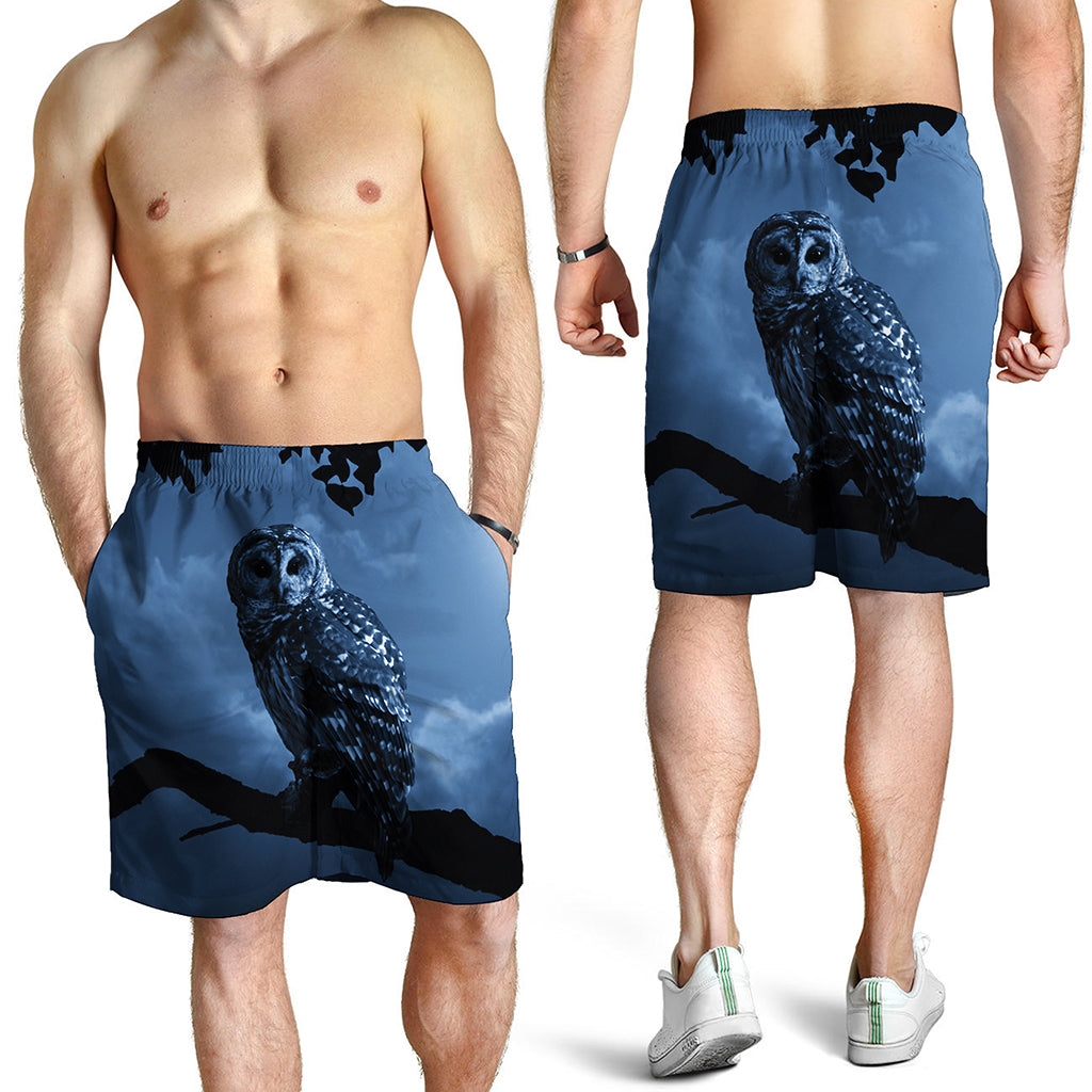 Full Moon Night Owl Print Men's Shorts