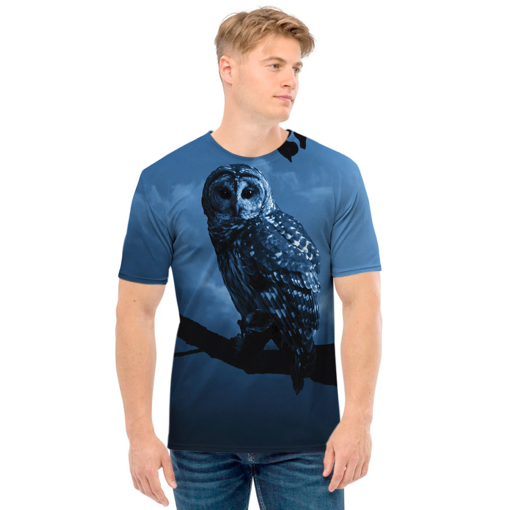 Full Moon Night Owl Print Men's T-Shirt