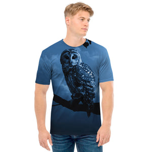 Full Moon Night Owl Print Men's T-Shirt