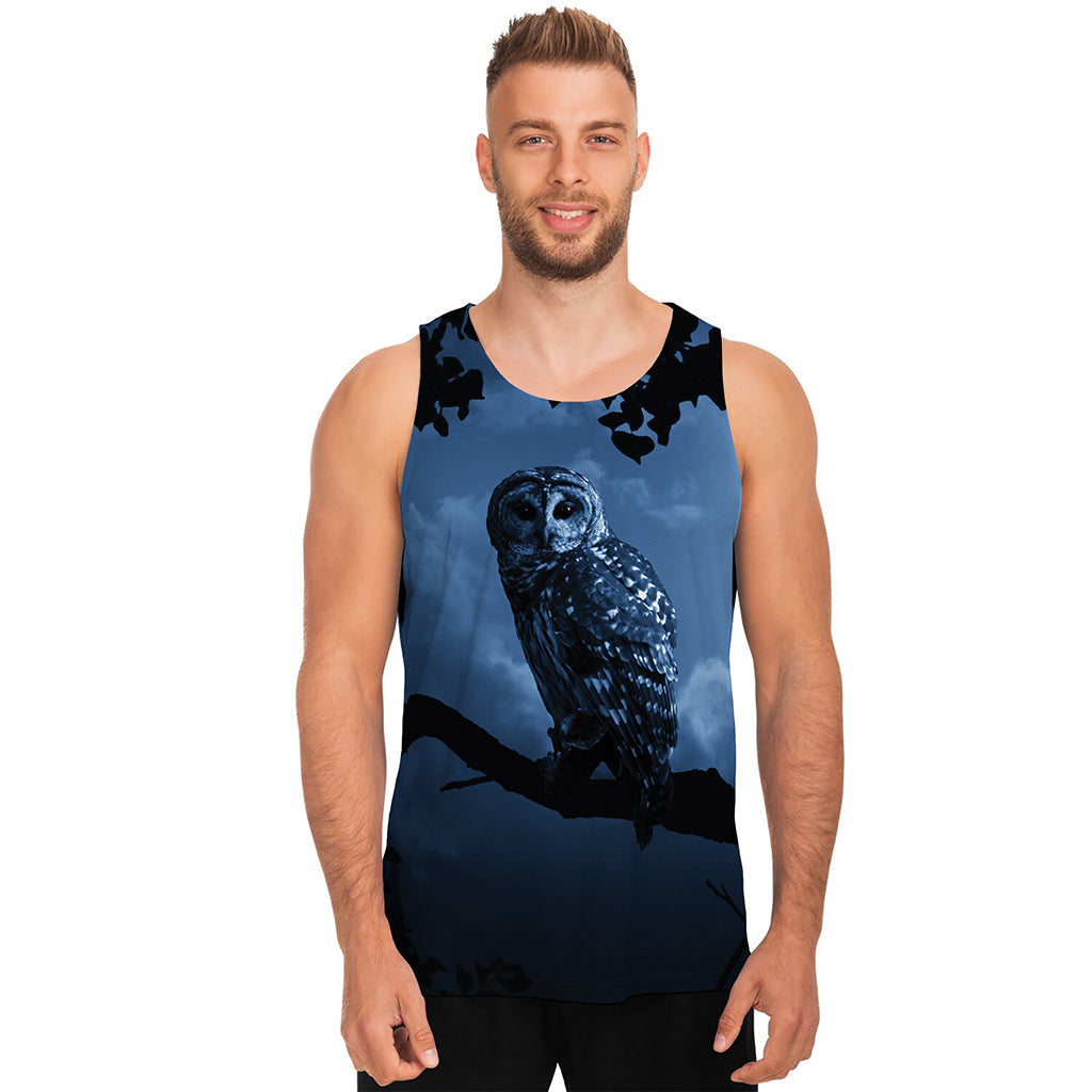 Full Moon Night Owl Print Men's Tank Top