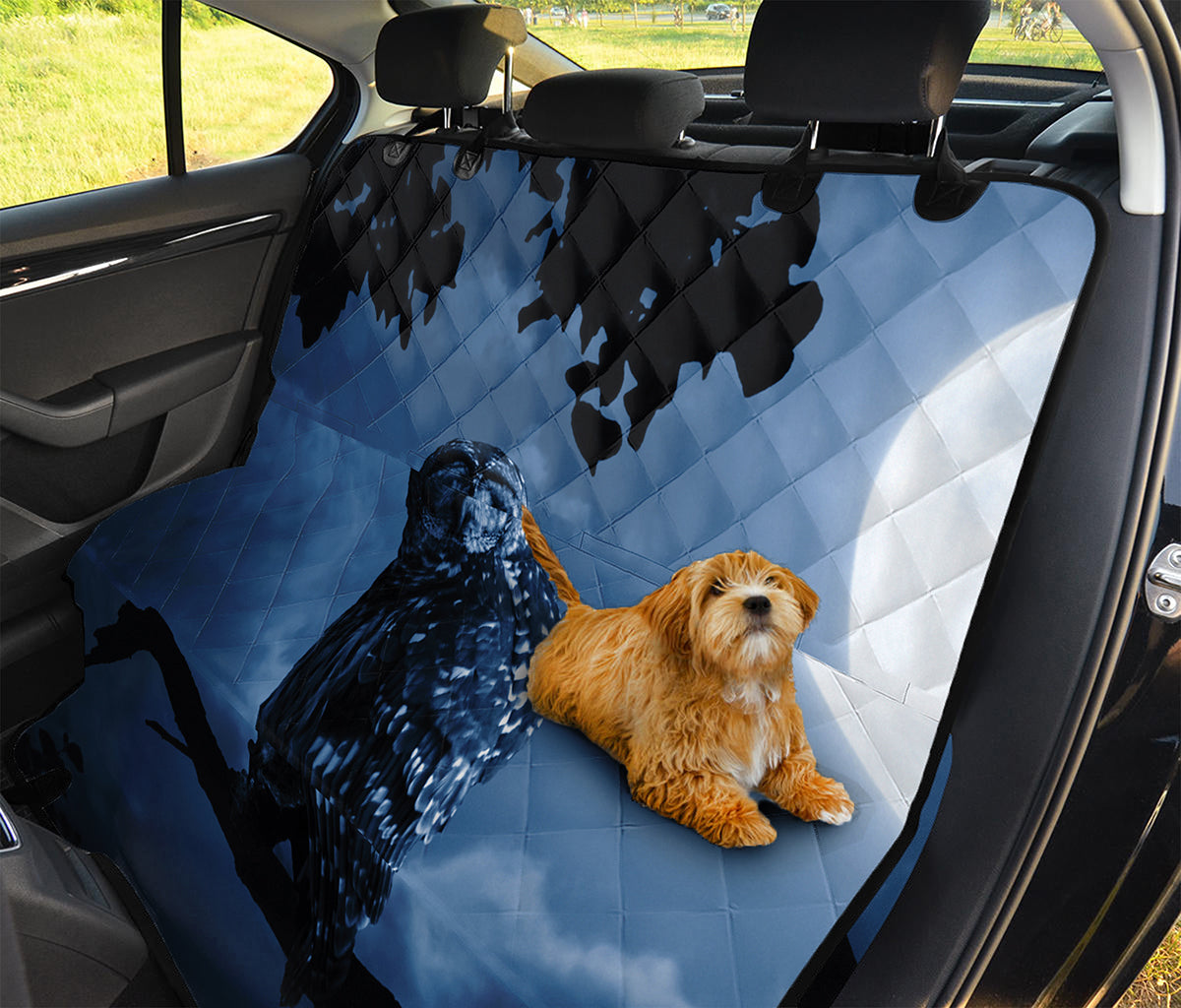 Full Moon Night Owl Print Pet Car Back Seat Cover