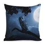 Full Moon Night Owl Print Pillow Cover