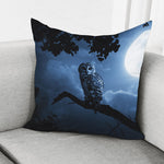 Full Moon Night Owl Print Pillow Cover