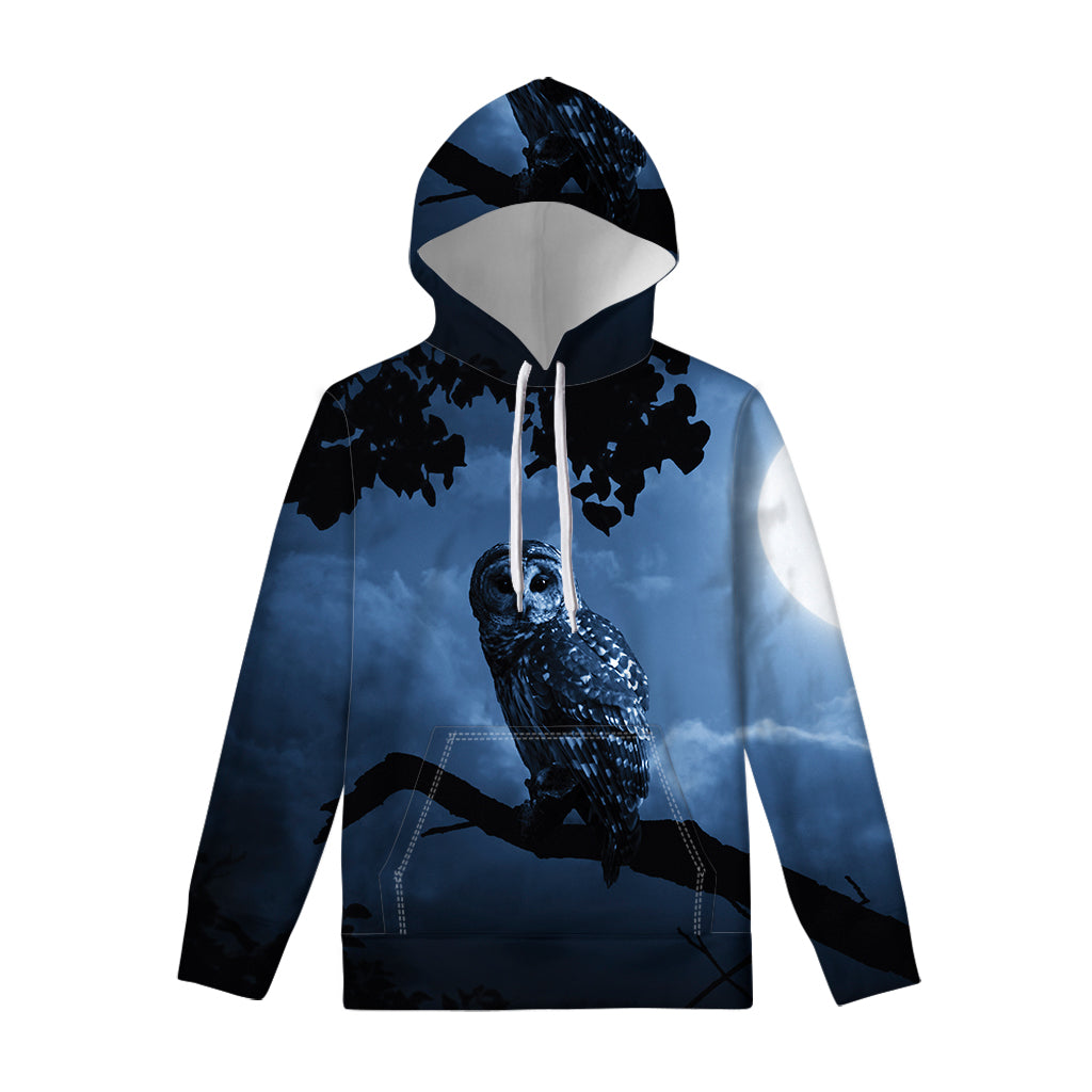 Full Moon Night Owl Print Pullover Hoodie