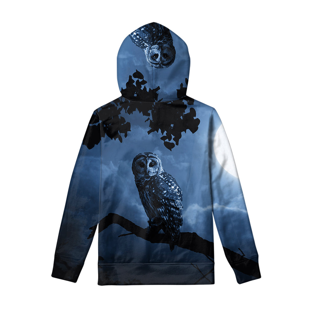 Full Moon Night Owl Print Pullover Hoodie