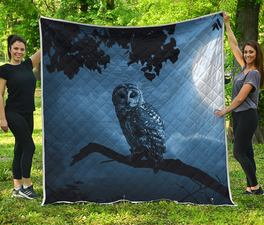 Full Moon Night Owl Print Quilt