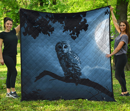 Full Moon Night Owl Print Quilt