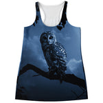 Full Moon Night Owl Print Women's Racerback Tank Top