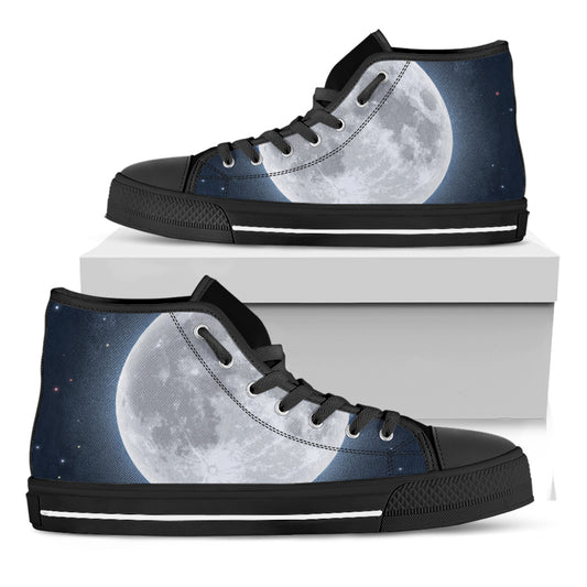 Full Moon Print Black High Top Shoes