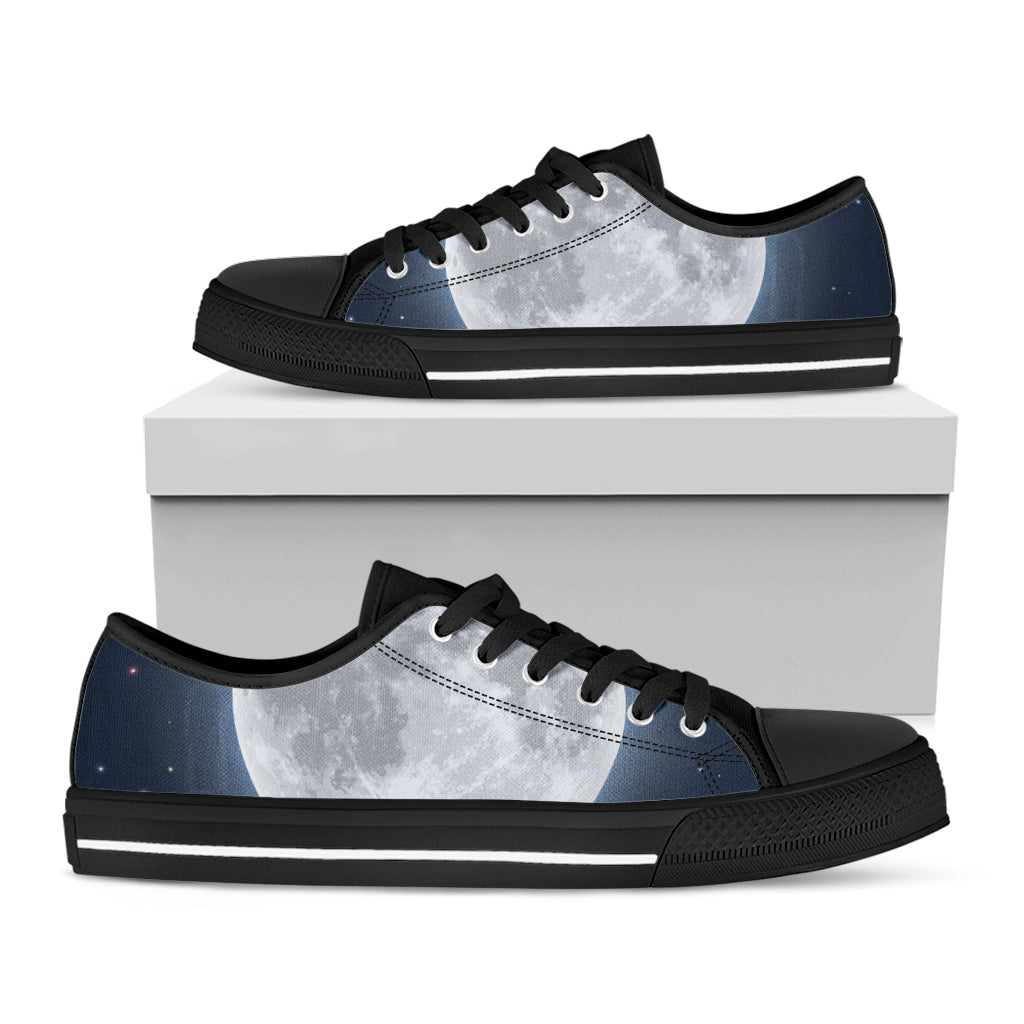 Full Moon Print Black Low Top Shoes 