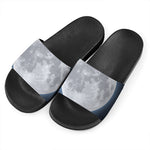 Full Moon Print Black Slide Sandals