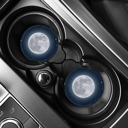 Full Moon Print Car Coasters