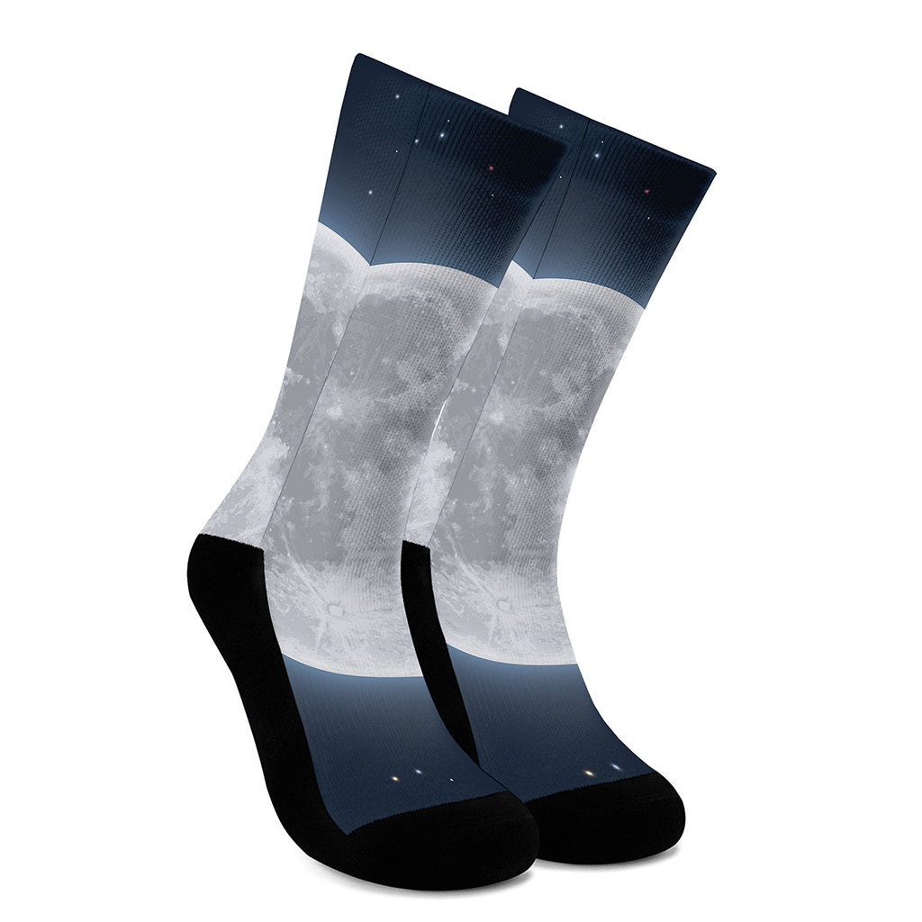 Full Moon Print Crew Socks