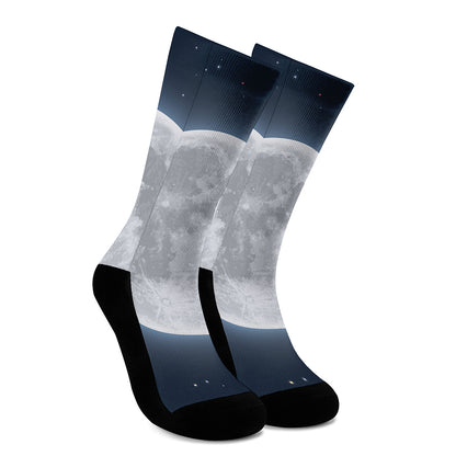 Full Moon Print Crew Socks