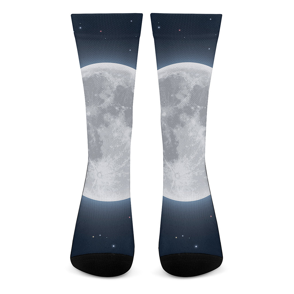 Full Moon Print Crew Socks