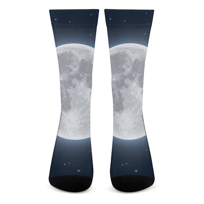 Full Moon Print Crew Socks