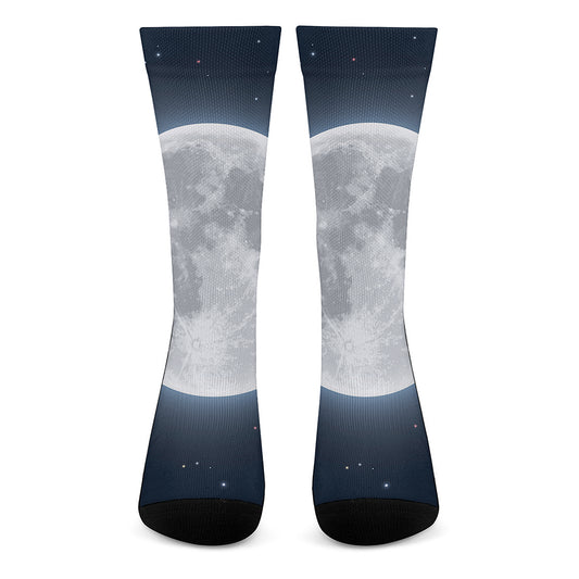 Full Moon Print Crew Socks