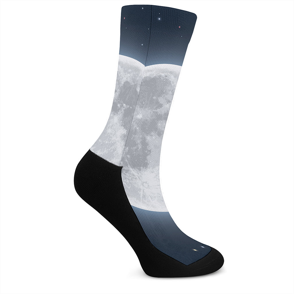 Full Moon Print Crew Socks