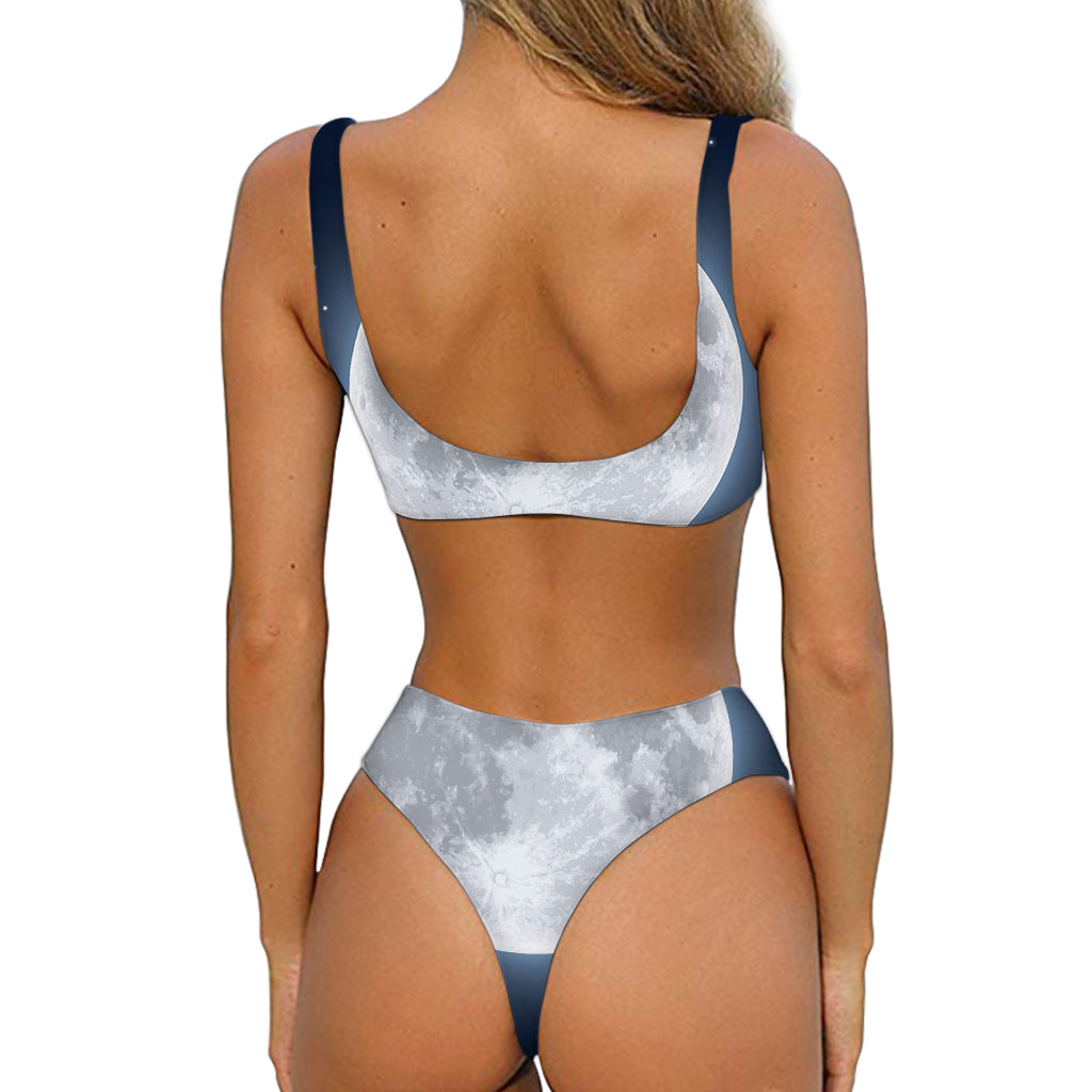 Full Moon Print Front Bow Tie Bikini