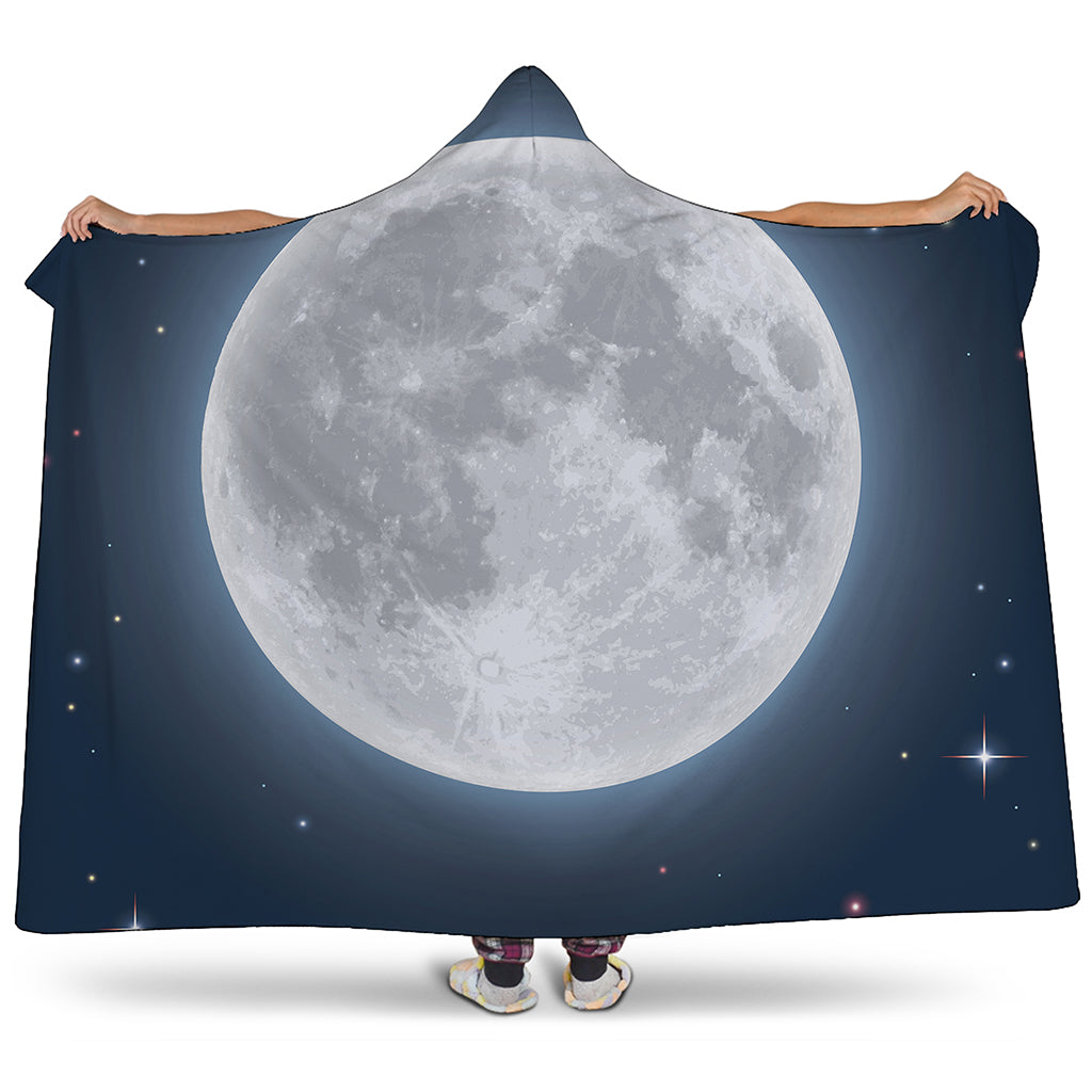 Full Moon Print Hooded Blanket