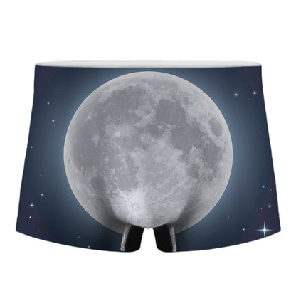 Full Moon Print Men's Boxer Briefs