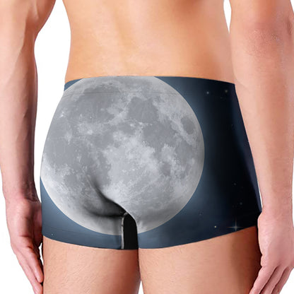 Full Moon Print Men's Boxer Briefs