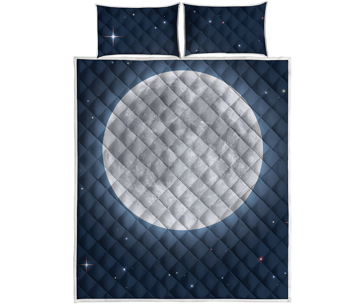 Full Moon Print Quilt Bed Set