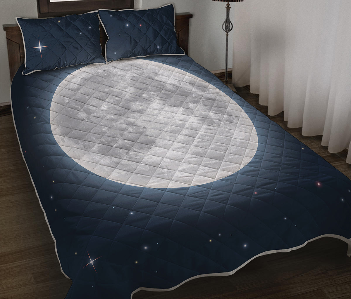 Full Moon Print Quilt Bed Set