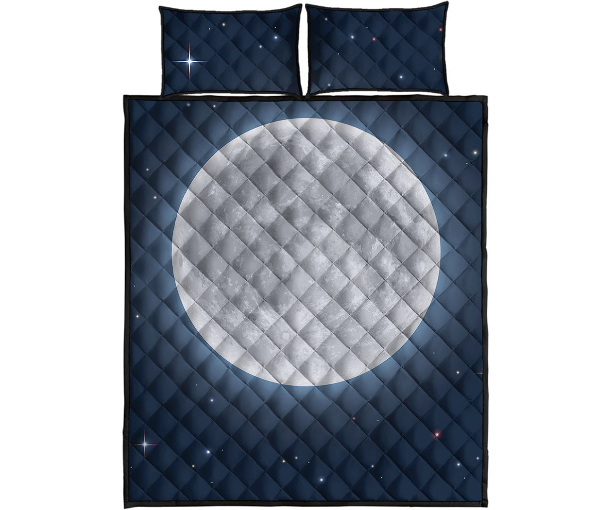 Full Moon Print Quilt Bed Set