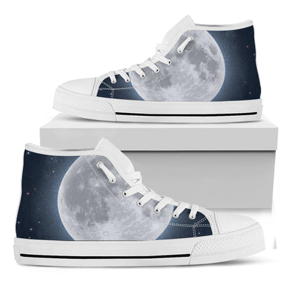 Full Moon Print White High Top Shoes