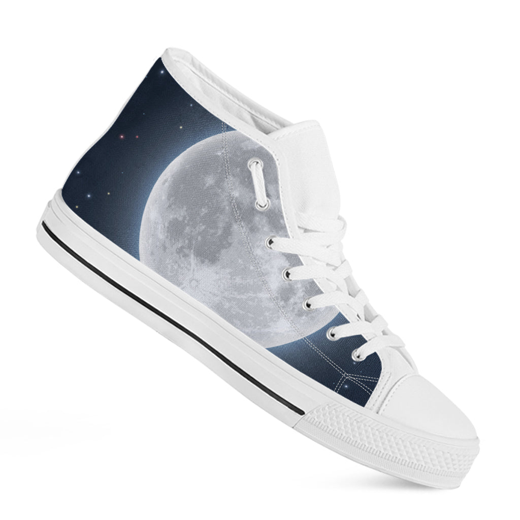 Full Moon Print White High Top Shoes