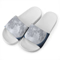 Full Moon Print White Slide Sandals