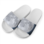 Full Moon Print White Slide Sandals