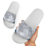 Full Moon Print White Slide Sandals