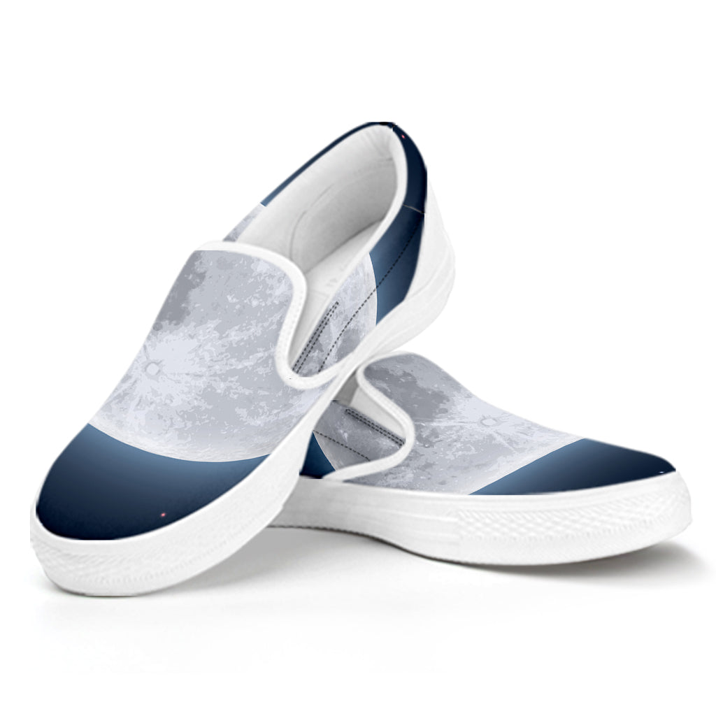 Full Moon Print White Slip On Shoes