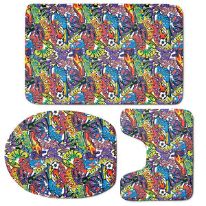 Funky Graffiti Pattern Print 3 Piece Bath Mat Set