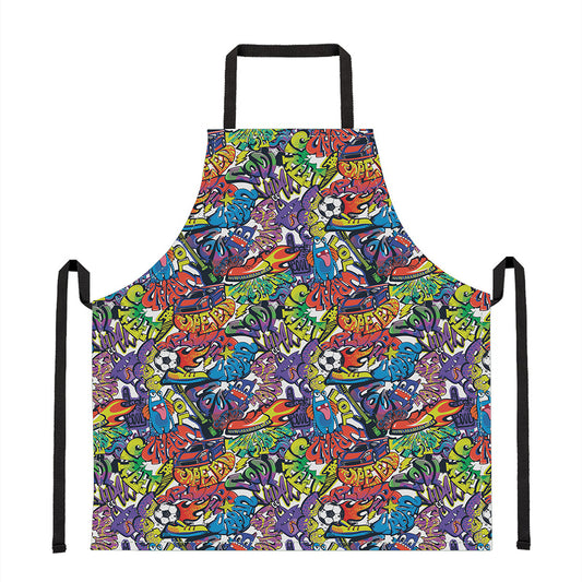 Funky Graffiti Pattern Print Apron