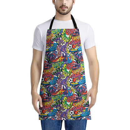 Funky Graffiti Pattern Print Apron