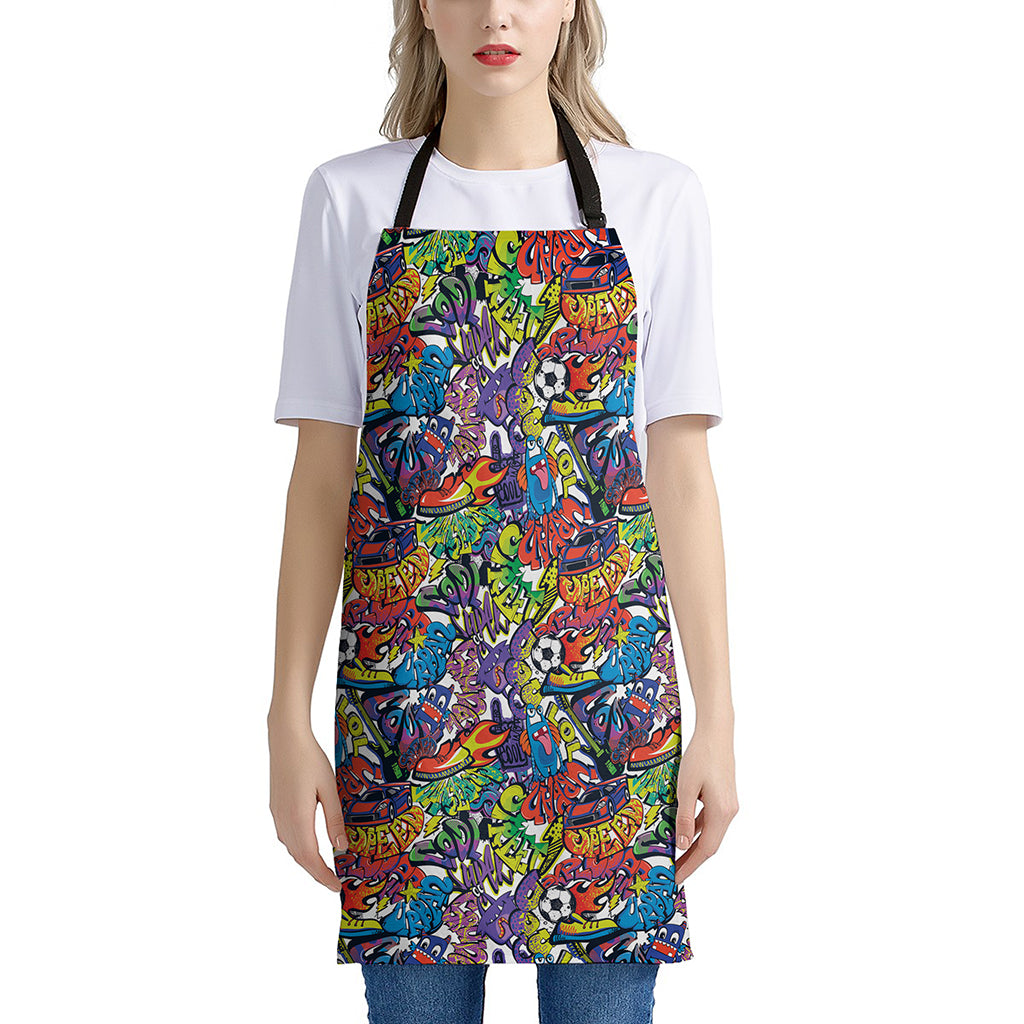 Funky Graffiti Pattern Print Apron